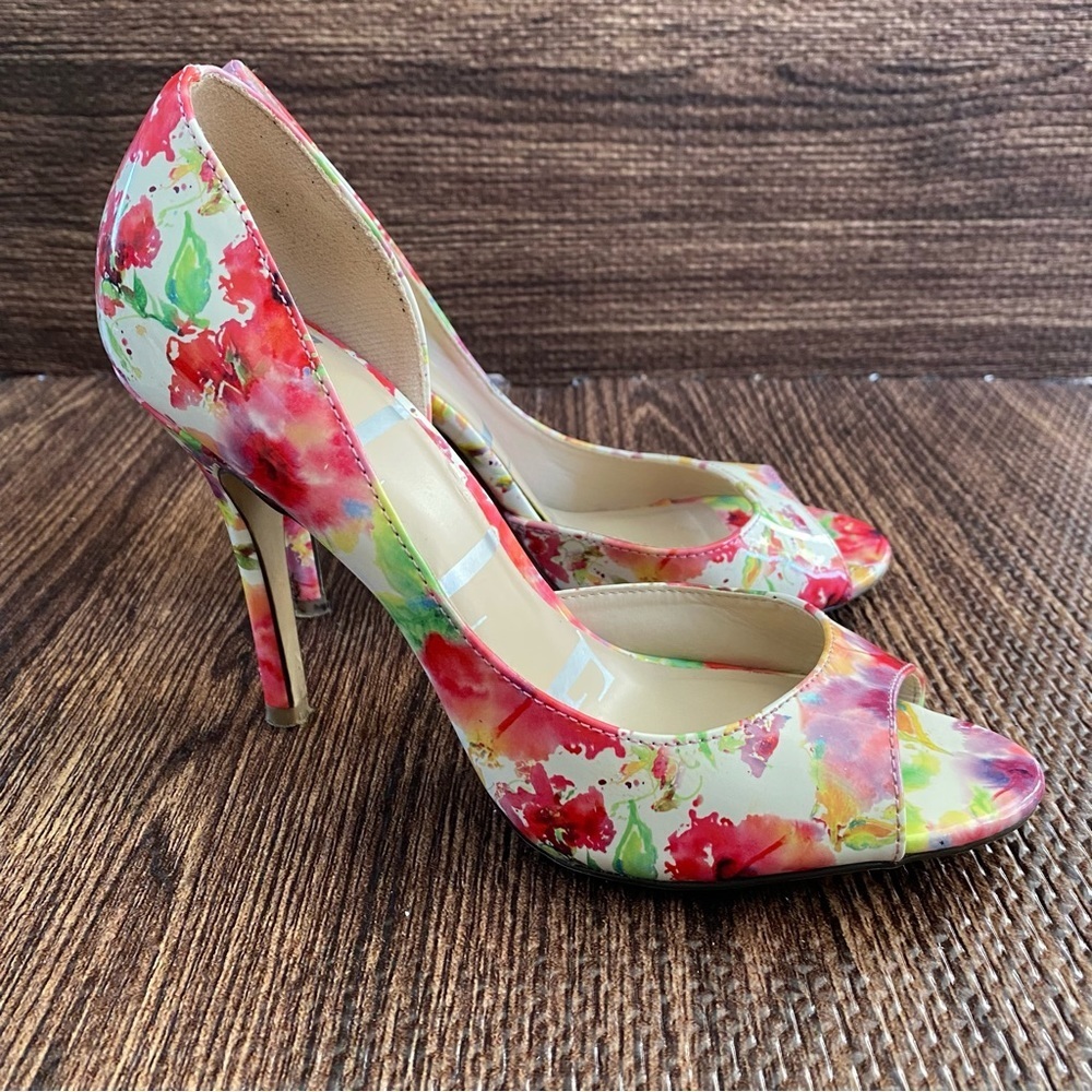 Elle Floral peep toe high heels